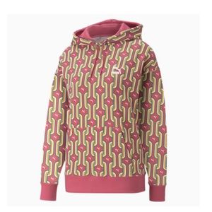 NWT- Puma Classics 70s Printed Fleece Hoodie for Women, fleece lined, size XS